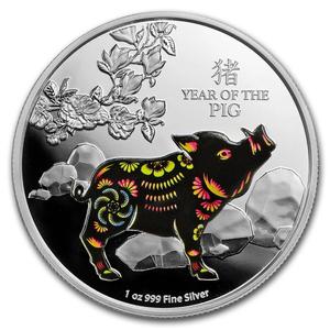 Niue / Silver Ounce 2019 Year of the Pig, Coloured - reverse photo