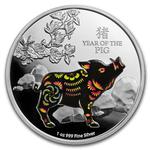 Silver Ounce 2019 Year of the Pig, Coloured: Photo Coin, Niue, Silver Ounce 2019 Year of the Pig / thumbnail