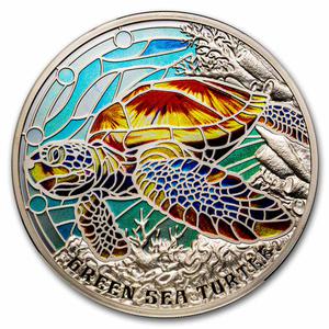 Niue / Silver Two Ounces 2025 Green Sea Turtle - reverse photo
