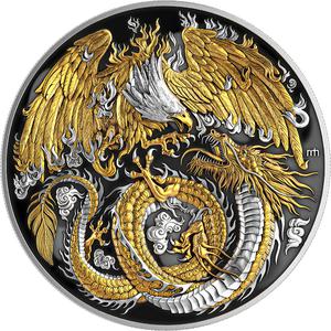 Niue / Silver Two Ounces 2025 Phoenix and Dragon - obverse photo