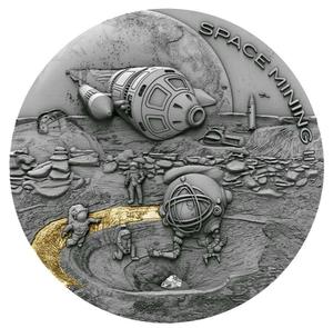 Niue / Silver Ounce 2019 Space Mining - Chondrite Meteorite - reverse photo