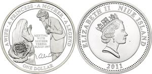 Niue / One Dollar 2011 Princess Diana and Mother Teresa - obverse photo