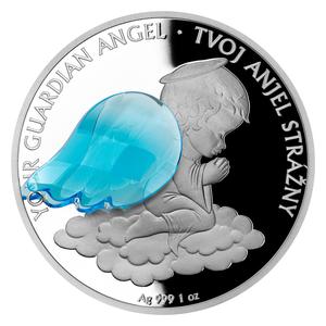 Niue / Silver Ounce 2021 Guardian Angel, Slovak (Blue) - reverse photo