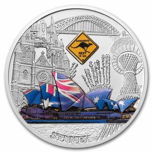 Niue / Silver Three Ounces 2025 Journey Around the World - Sydney - reverse photo