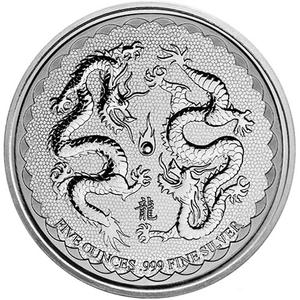 Niue / Silver Five Ounces 2018 Double Dragon - reverse photo
