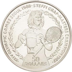 Niue / Fifty Dollars 1988 Steffi Graf - reverse photo
