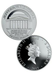 Niue / Silver Ounce 2015 Jefferson Memorial - reverse photo