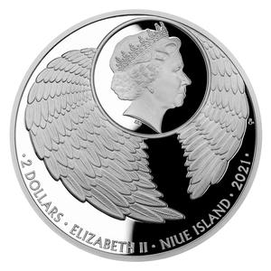 Niue / Silver Ounce 2021 Guardian Angel, Slovak (Blue) - obverse photo
