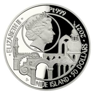 Niue / Platinum Ounce 2021 UNESCO - Krušnohoří - obverse photo