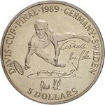 Five Dollars 1989 Davis Cup Final: Photo Coin, Niue, Five Dollars 1989 Davis Cup Final / thumbnail