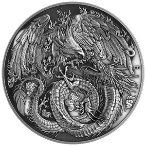 Niue / Silver Two Ounces 2025 Phoenix and Dragon - reverse photo