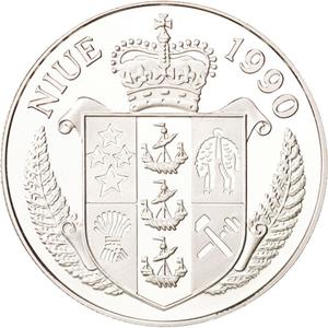 Niue / Fifty Dollars 1990 Football World Cup - obverse photo