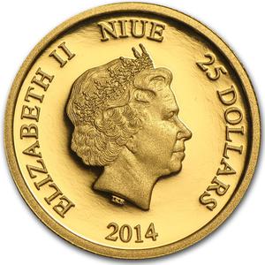 Niue / Gold Quarter Ounce 2014 Disney - Steamboat Willie - obverse photo