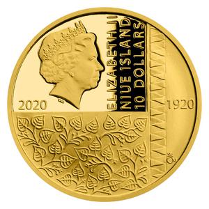 Niue / Gold Quarter Ounce 2020 Year 1920 - Constitution - obverse photo