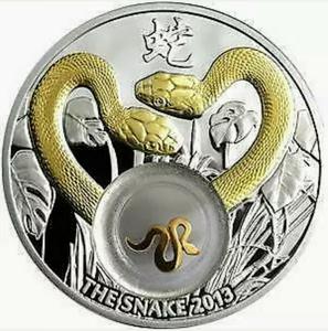 Niue / Silver Ounce 2013 Year of the Snake - Golden Snakes - reverse photo