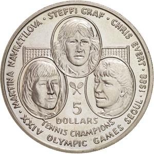 Niue / Five Dollars 1988 Tennis Champions - reverse photo