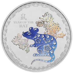 Niue / Silver Ounce 2020 Year of the Rat, Coloured - obverse photo