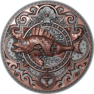 Niue / Silver Two Ounces 2022 Steampunk - Metal Fish - reverse photo
