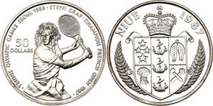Niue / Fifty Dollars 1989 Steffi Graf - 2 - reverse photo
