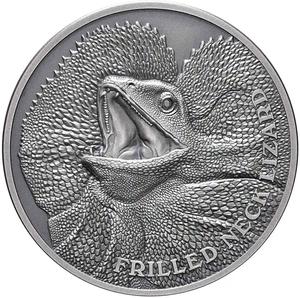 Niue / Silver Ounce 2020 Wildlife Up Close - Frilled Neck Lizard - reverse photo