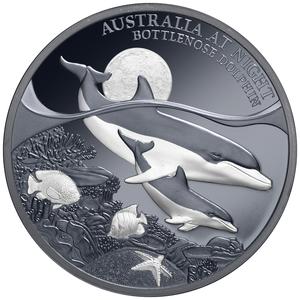 Niue / Silver Ounce 2025 Australia at Night - Bottlenose Dolphin - reverse photo