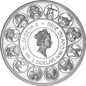 Niue / Silver Ounce 2011 Mucha - Taurus - reverse photo