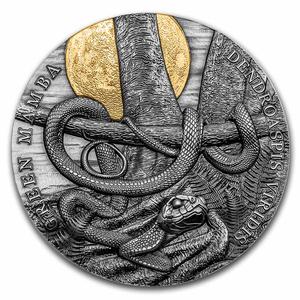 Niue / Silver Two Ounces 2022 Wildlife In the Moonlight - Green Mamba - reverse photo