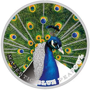 Niue / Silver Ounce 2019 Majestic Blue Peafowl - reverse photo