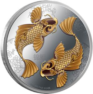 Niue / Silver Ounce 2012 Feng Shui - Koi Fish - reverse photo