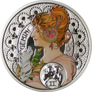Niue / Silver Ounce 2011 Mucha - Gemini - reverse photo
