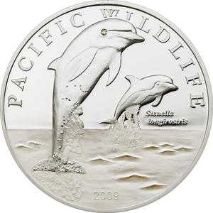 Niue / Two Dollars Silver 2009 Spinner Dolphins - reverse photo