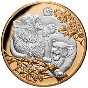 Niue / Silver Five Ounces 2022 Apex Predators - Cougar and Bear - reverse photo