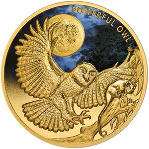 Niue / Gold Ounce 2018 Endangered and Extinct - Powerful Owl - reverse photo