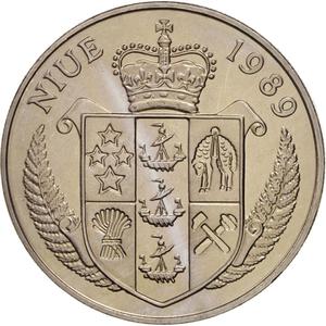 Niue / Five Dollars 1989 Davis Cup Final - obverse photo