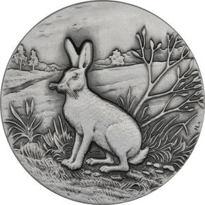 Niue / Silver Ounce 2015 Swiss Wildlife - Mountain Hare - reverse photo