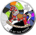 Niue / One Dollar Silver 2014 Year of the Horse - Rocking Horse - reverse photo