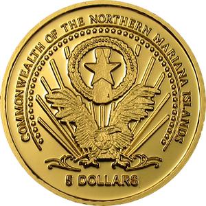 Northern Mariana Islands / Five Dollars Gold 2004 Padre Pio - obverse photo