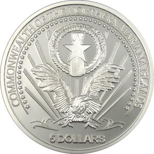 Northern Mariana Islands / Five Dollars Silver 2005 Pearldiving - obverse photo