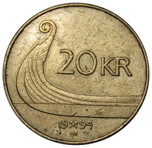 Norway / Twenty Kroner 1994 - reverse photo