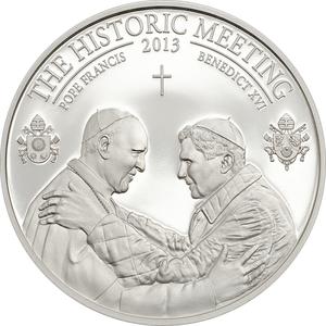 Palau / Five Dollars Silver 2013 The Historic Meeting - Two Popes - reverse photo