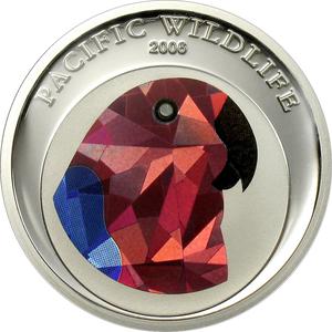 Palau / Five Dollars Silver 2006 Eclectus Parrot - reverse photo