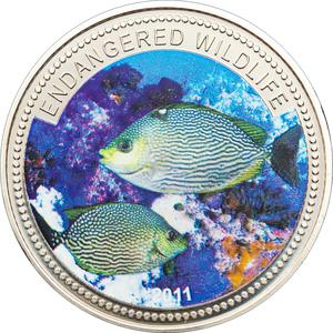 Palau / One Dollar 2011 Streaked Spinefoot - reverse photo