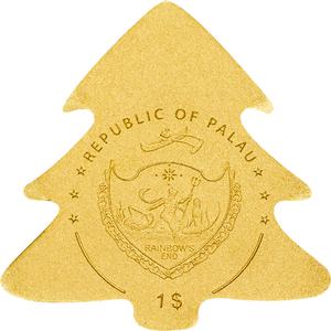 Palau / One Dollar Gold Special Shape - Golden Christmas Tree - obverse photo