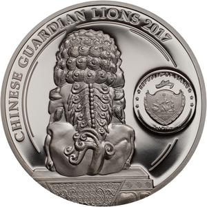 Palau / Silver Two Ounces 2017 Chinese Guardian Lions - Male - obverse photo