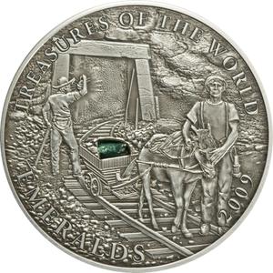 Palau / Five Dollars Silver 2009 Treasures of the World - Emeralds - reverse photo