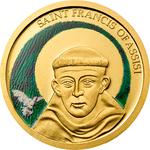 Palau / Gold Twenty-fifth Ounce - St Francis of Assisi / Coloured Reverse - reverse photo