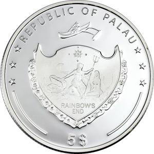 Palau / Five Dollar Silver 2007 Saltwater Crocodile - obverse photo