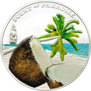 Palau / Five Dollars Silver 2009 Scent of Paradise - Coconut - reverse photo