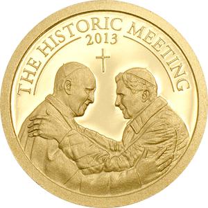 Palau / Half Gram Gold 2013 The Historic Meeting - Two Popes - reverse photo
