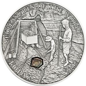 Palau / Five Dollars Silver 2012 Treasures of the World - Topaz - reverse photo